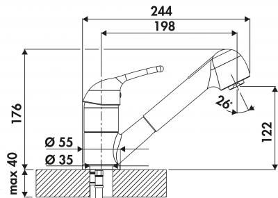 Plan Mitigeur en laiton Luisina Mitigeur Multi-jets + Douchette RC612/DO 015 couleur finition chromée