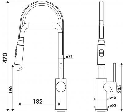 Plan Mitigeur en laiton Luisina Mitigeur Multi-jets + Douchette RCD300 015 couleur finition chromée