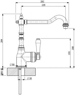 Plan Mitigeur en laiton Luisina Mitigeur R200 015 couleur finition chromée