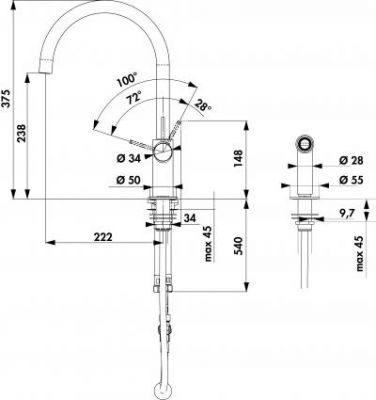 Plan Mitigeur en laiton Luisina Mitigeur + Douchette RC96600DL 015 couleur finition chromée