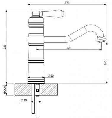 Plan Mitigeur en laiton Luisina Mitigeur R201 015 couleur finition chromée