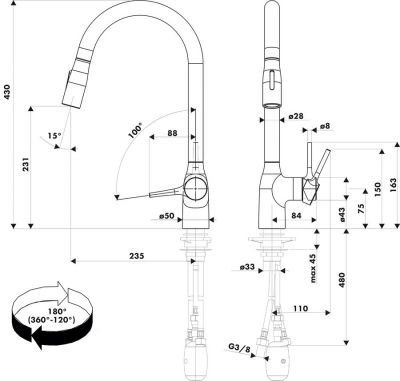 Plan  Mitigeur Luisina Mitigeur-multi-jets-douchette Laiton Laiton  Chromé  RC0013DO015