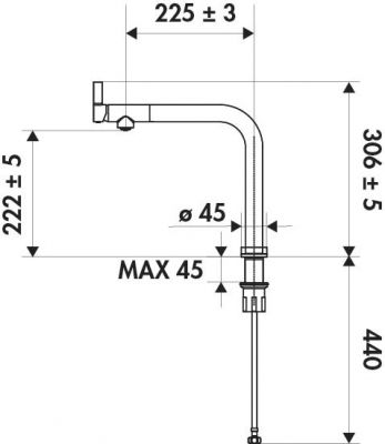 Plan Mitigeur de cuisine Lusina Emma en nikel brossé avec bec pivotant en L RC260H079