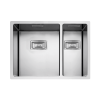 Evier en inox Rodi Box Lux Box Lux 55 BRO finition satiné couleur inox 555x450 avec 1.5 cuves vidage manuel