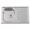 Evier en inox Rodi Okio Line Okio Line 80 Flat P finition poli couleur inox 800x500 avec 1 cuve égouttoir réversible