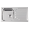 Evier en inox Rodi Okio Line Okio Line 78 Flat P finition poli couleur inox 780x435 avec 1 cuve égouttoir réversible