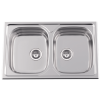 Evier en inox Rodi Okio Line Okio Line 80 BB M finition mat couleur inox 800x500 avec 2 cuves égouttoir réversible