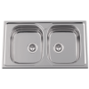 Evier en inox Rodi Okio Line Okio Line 86 BB M finition mat couleur inox 860x500 avec 2 cuves