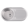 Evier en inox Rodi Okio Line Semi-Dueto M finition mat couleur inox 444x847 avec 1 cuve égouttoir réversible
