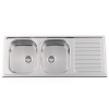 Evier en inox Rodi Okio Line Okio Line 120 Flat P finition poli couleur inox 1200x500 avec 2 cuves égouttoir réversible