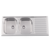 Evier en inox Rodi Okio Line Okio Line 116 Flat P finition poli couleur inox 1160x500 avec 2 cuves égouttoir réversible