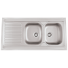 Evier en inox Rodi Sit On Sit On 1200x600 EGG finition inox non poli couleur inox 600x1200 avec 1.5 cuves