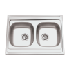 Evier en inox Rodi Sit On Sit On 800x600 BB finition mat couleur inox 800x600 avec 2 cuves