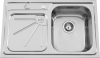 Evier Rodi Alfa Deep plus en inox poli 16I7KF1D121A2 800x500 avec vidage automatique et égouttoir à gauche