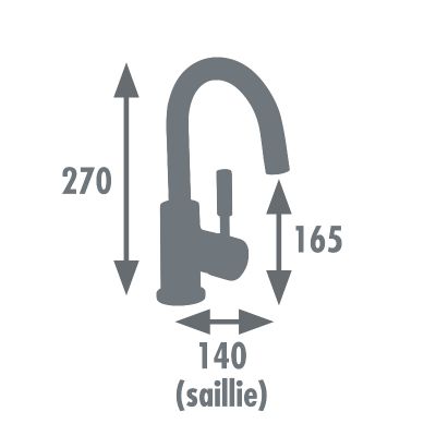 Vue Mitigeur Lavabo en inox chromé ilo courbe Small