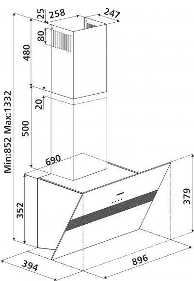 Plan Hotte en non précisé Silverline Art H11090 006 couleur blanc