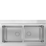  Evier en inox Smeg Linéa LRX902 couleur inox avec 2 cuves