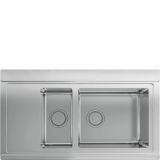  Evier en inox Smeg Linéa LRX9015S couleur inox avec 1.5 cuves