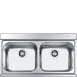  Evier en inox Smeg Linéa LI92 couleur inox avec 2 cuves