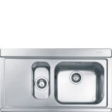  Evier en inox Smeg Linéa LI915S couleur inox avec 1.5 cuves