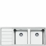  Evier en inox Smeg Mira LFT116S couleur inox avec 2 cuves