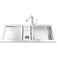 Evier en inox Smeg Elite LQR100-2 1000x500 avec 1 cuve et demie vidage automatique LQR100-2