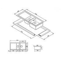 Plan 1 Evier en inox Smeg Elite LQR100-2 1000x500 avec 1 cuve et demie vidage automatique