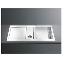 Vue 1 Evier en inox Smeg Elite LQR100-2 1000x500 avec 1 cuve et demie vidage automatique